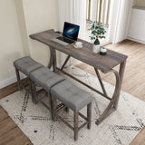 Industrial 4-Piece Bar Table And Chairs Set With Power Outlet - Omega Lifestyles