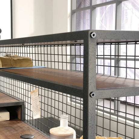 Industrial L-Shaped Engineered Wood Computer Desk With Shelves - Omega Lifestyles