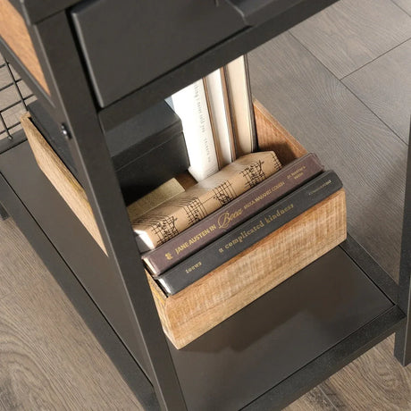 Industrial L-Shaped Engineered Wood Computer Desk With Shelves - Omega Lifestyles