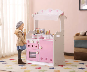 Kids Pink 2-In-1 Pretend Kitchen Playset - Omega Lifestyles
