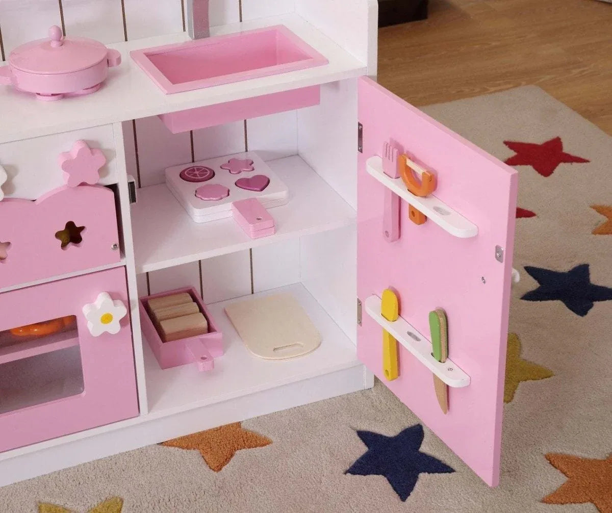 Kids Pink 2-In-1 Pretend Kitchen Playset - Omega Lifestyles