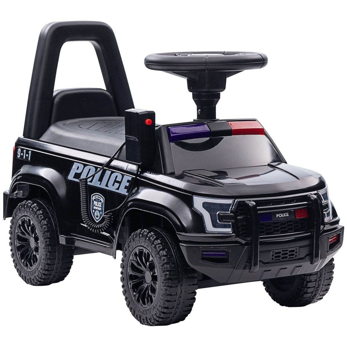Kids Sliding Police Ride - On Car With PA System and Storage - Serenova - Omega Lifestyles