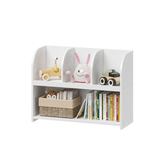 Kids White MDF Bookcase With 4 Compartments Storage - Sleep Galleria