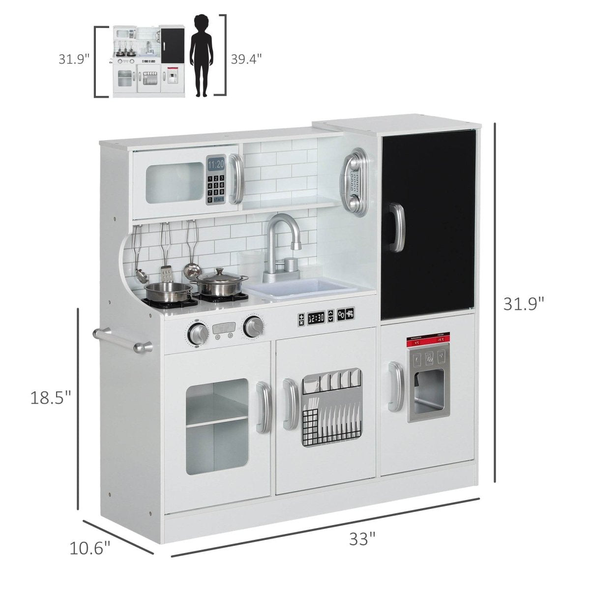 Kids White MDF Play Kitchen Set With Accessories - Serenova - Omega Lifestyles