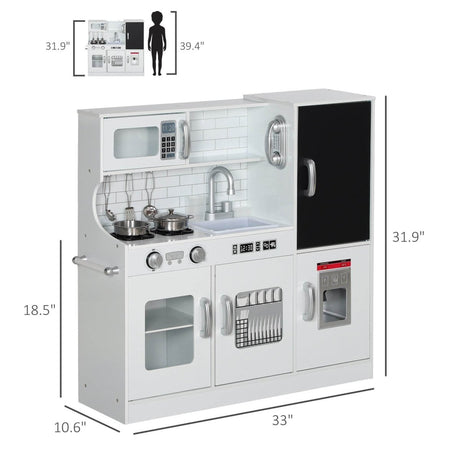 Kids White MDF Play Kitchen Set With Accessories - Serenova - Omega Lifestyles