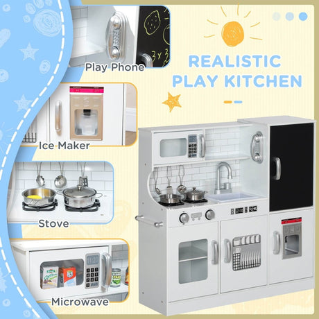 Kids White MDF Play Kitchen Set With Accessories - Serenova - Omega Lifestyles