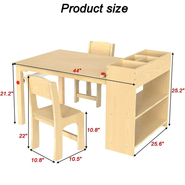 Kids Wooden Art Table And Chairs Set With Storage - Omega Lifestyles