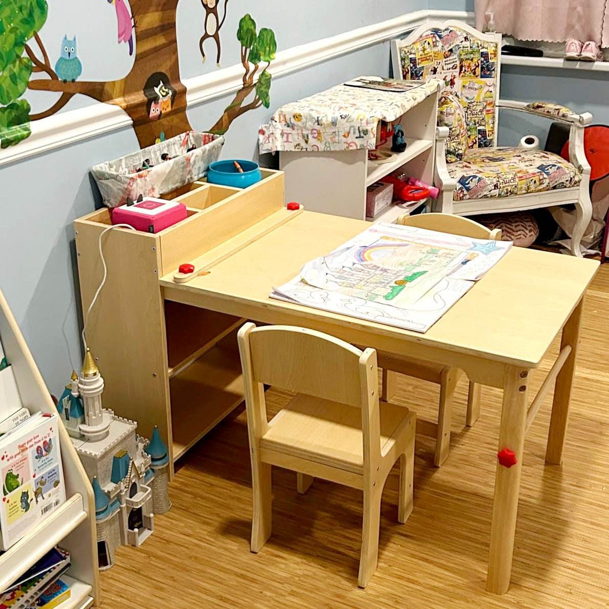 Kids Wooden Art Table And Chairs Set With Storage - Omega Lifestyles