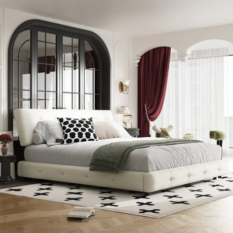King Chenille Upholstered Platform Bed Frame - Omega Lifestyles