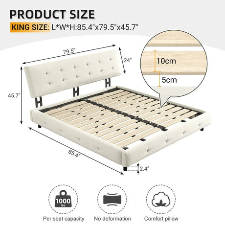 King Chenille Upholstered Platform Bed Frame - Omega Lifestyles