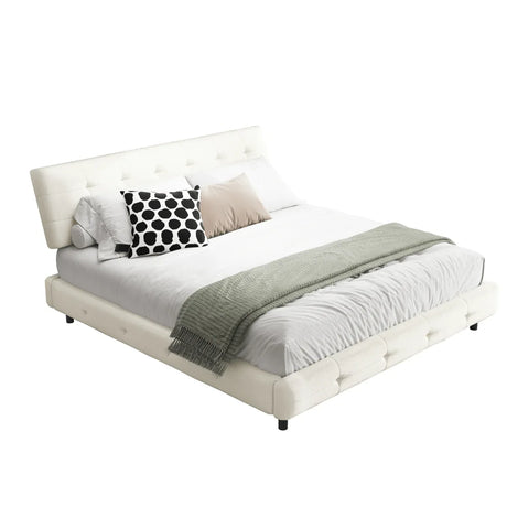 King Chenille Upholstered Platform Bed Frame - Omega Lifestyles