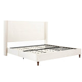 King Classic Ivory Velvet Upholstered Bed Frame - Serenova - Omega Lifestyles