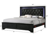 King Modern Black Upholstered LED Panel Bed Frame - Serenova - Omega Lifestyles