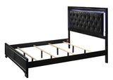 King Modern Black Upholstered LED Panel Bed Frame - Serenova - Omega Lifestyles