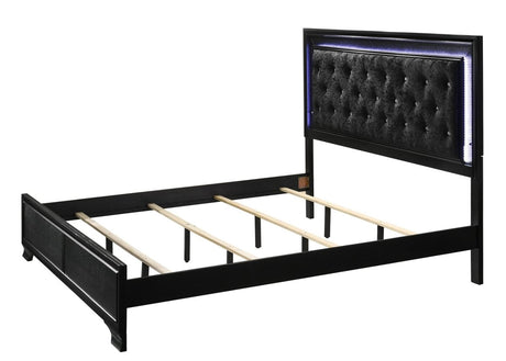 King Modern Black Upholstered LED Panel Bed Frame - Serenova - Omega Lifestyles