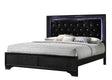 King Modern Black Upholstered LED Panel Bed Frame - Serenova - Omega Lifestyles