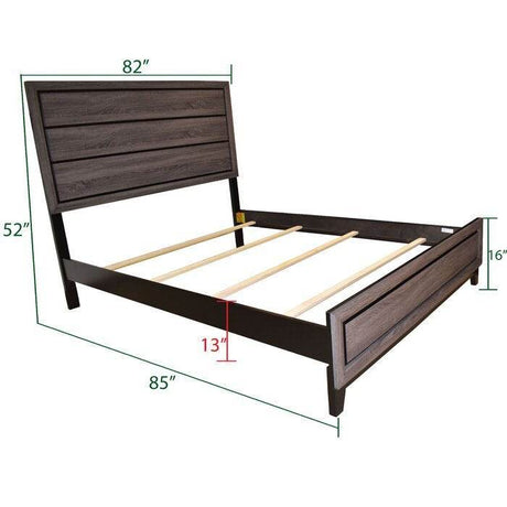 King Modern Rustic Gray Wood Bedroom Bed Frame - Serenova - Omega Lifestyles