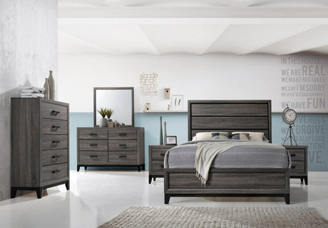 King Modern Rustic Gray Wood Bedroom Bed Frame - Serenova - Omega Lifestyles