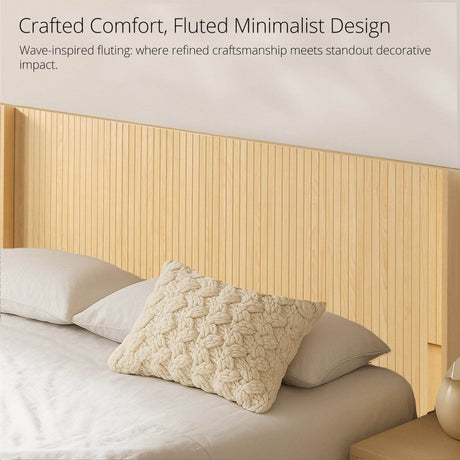 King Size Modern Farmhouse Solid Wood Fluted Headboard - Serenova - Omega Lifestyles