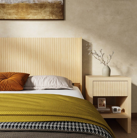 King Size Modern Farmhouse Solid Wood Fluted Headboard - Serenova - Omega Lifestyles