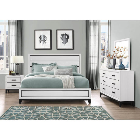 King Transitional White Rubber Wood Panel Bed Frame - Serenova - Omega Lifestyles