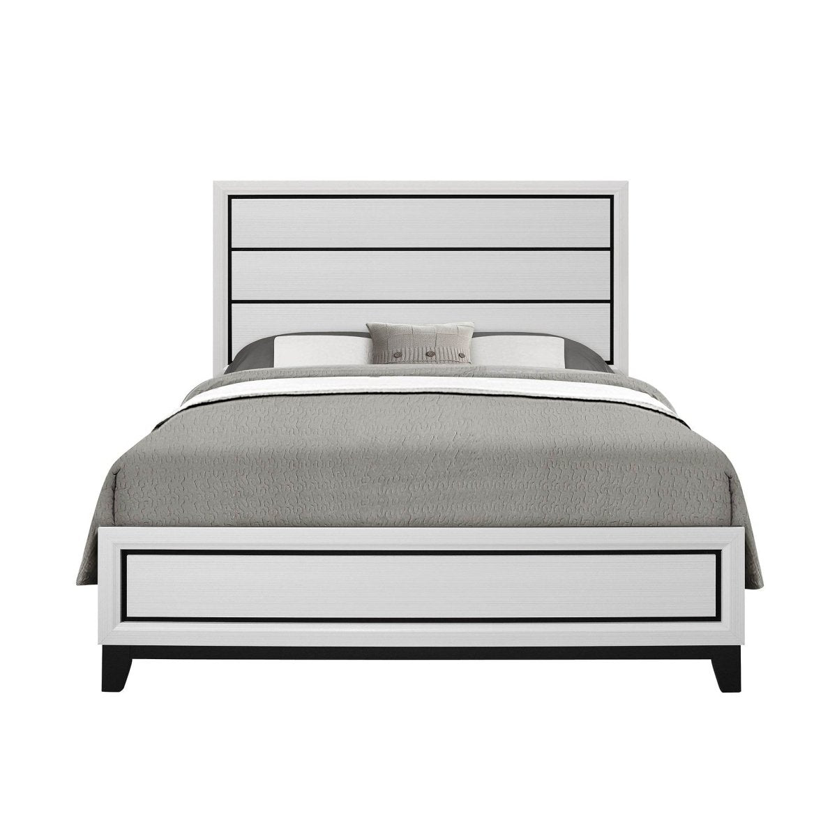 King Transitional White Rubber Wood Panel Bed Frame - Serenova - Omega Lifestyles