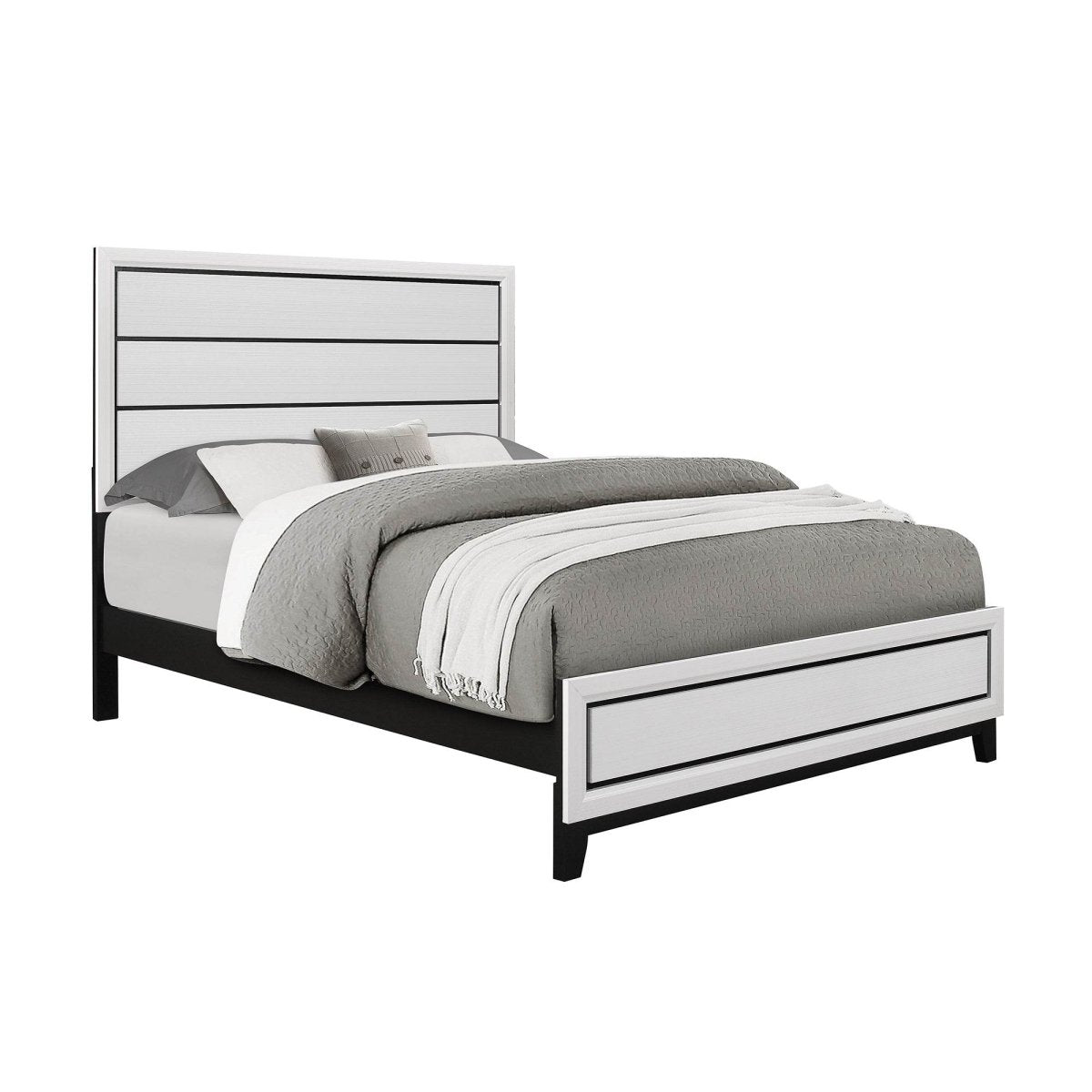 King Transitional White Rubber Wood Panel Bed Frame - Serenova - Omega Lifestyles