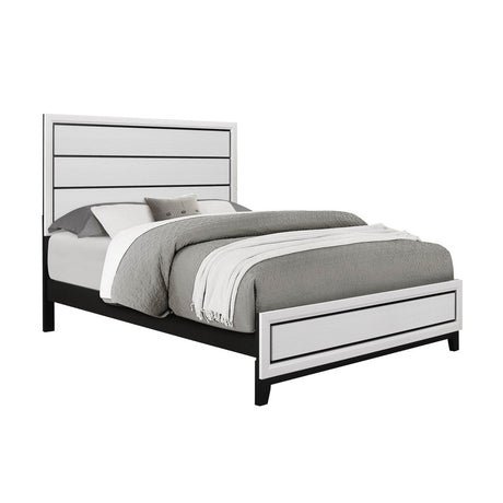 King Transitional White Rubber Wood Panel Bed Frame - Serenova - Omega Lifestyles
