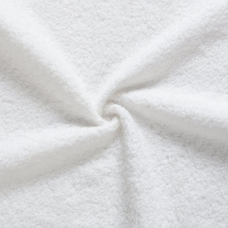 King White Boucle Upholstered Solid Wood Bed Frame - Omega Lifestyles