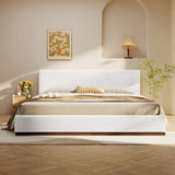 King White Boucle Upholstered Solid Wood Bed Frame - Omega Lifestyles