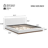King White Boucle Upholstered Solid Wood Bed Frame - Omega Lifestyles