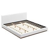 King White Boucle Upholstered Solid Wood Bed Frame - Omega Lifestyles