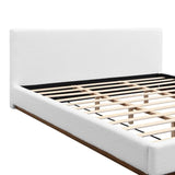 King White Boucle Upholstered Solid Wood Bed Frame - Omega Lifestyles