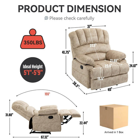 Large Oversized Medium - Firm Manual Recliner Chair - Serenova - Omega Lifestyles