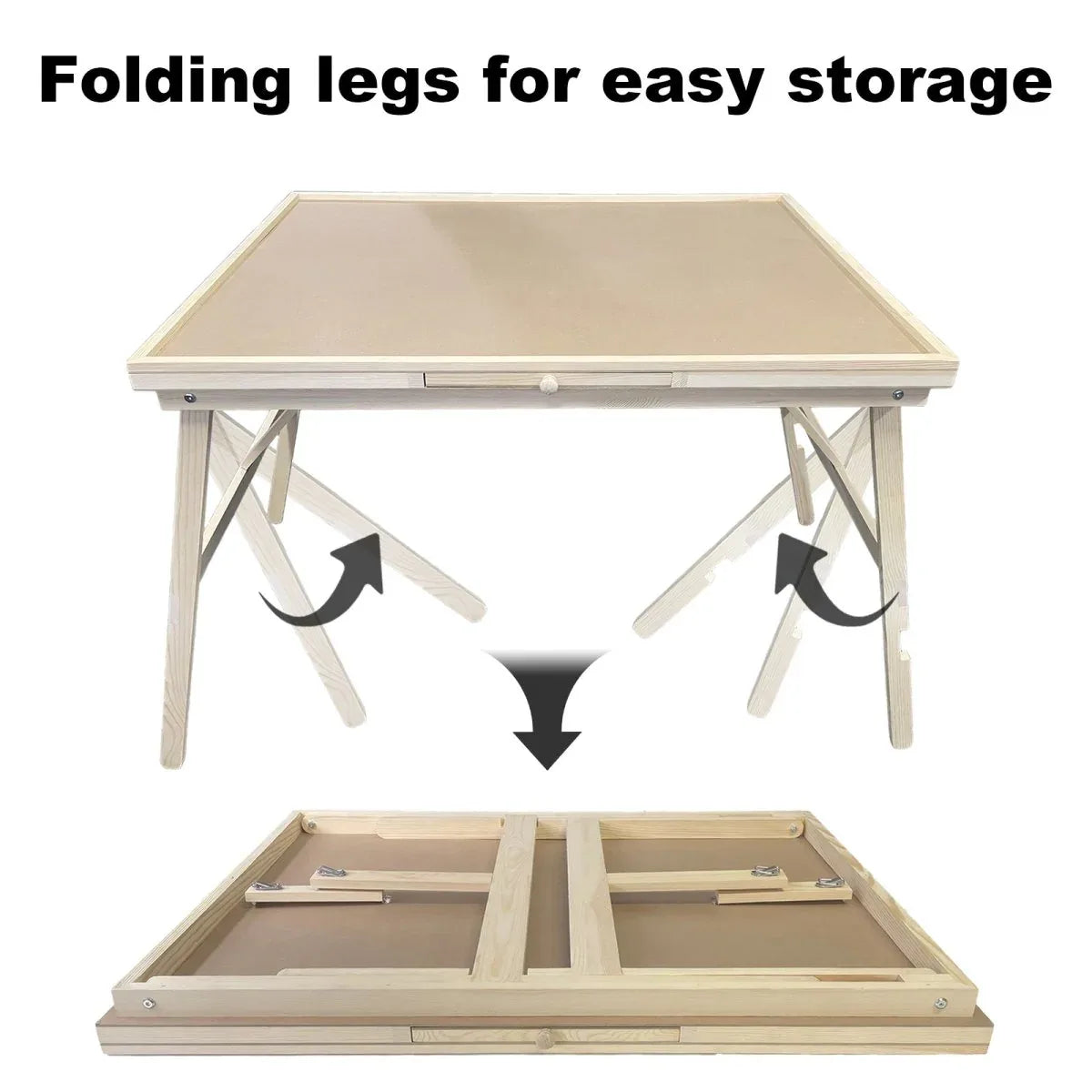 Large Wood Folding Puzzle Table With Drawers - Omega Lifestyles