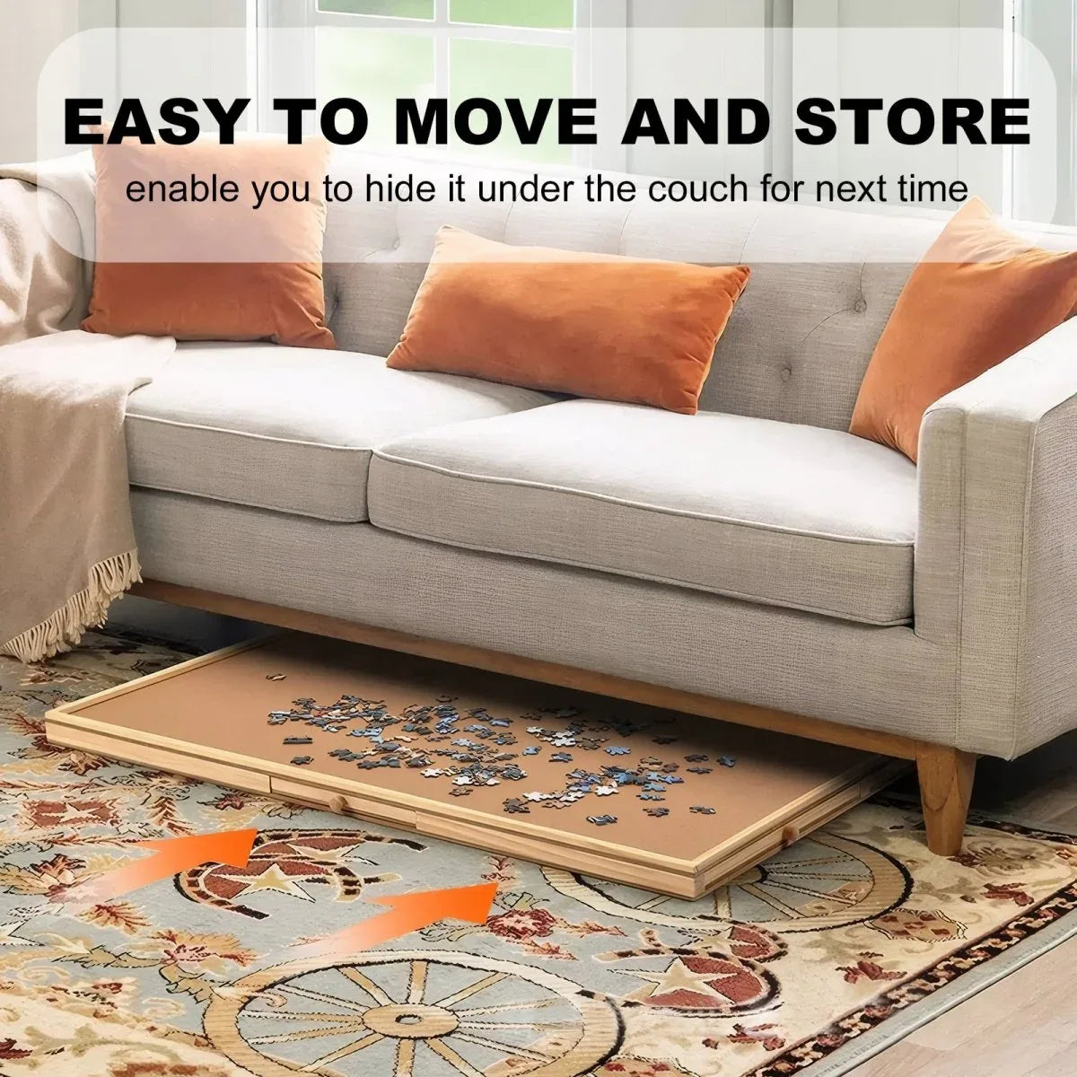 Large Wood Folding Puzzle Table With Drawers - Omega Lifestyles