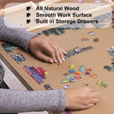 Large Wood Folding Puzzle Table With Drawers - Omega Lifestyles
