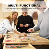 Large Wood Folding Puzzle Table With Drawers - Omega Lifestyles