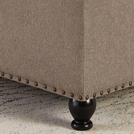Linen Upholstered Square Storage Ottoman With Tufted Top - Sleep Galleria