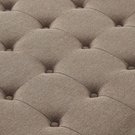 Linen Upholstered Square Storage Ottoman With Tufted Top - Sleep Galleria