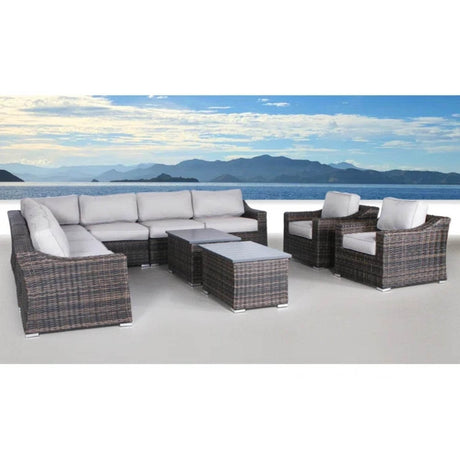 Luxury Resort Style 8 - Person Rattan Wicker Patio Seating Set - Serenova - Omega Lifestyles