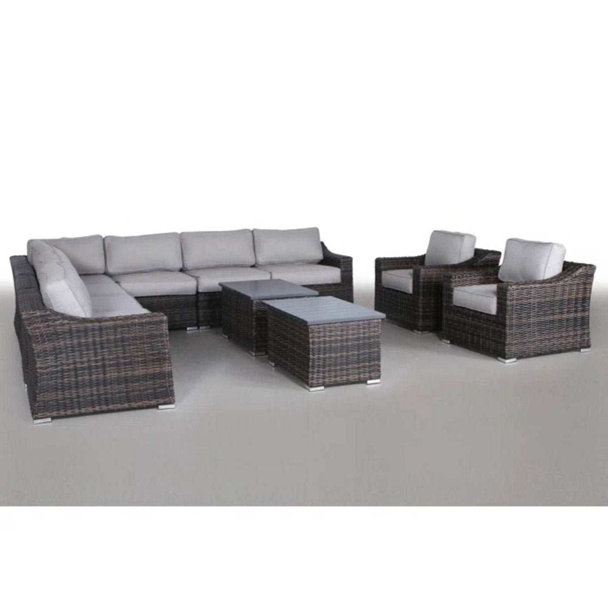 Luxury Resort Style 8 - Person Rattan Wicker Patio Seating Set - Serenova - Omega Lifestyles