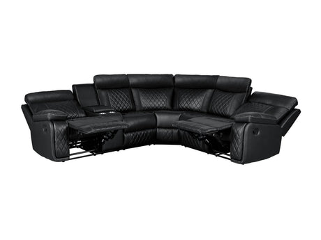 Manual Reclining PU Foam Padding Five - Seat Recliner Sofa - Serenova - Omega Lifestyles