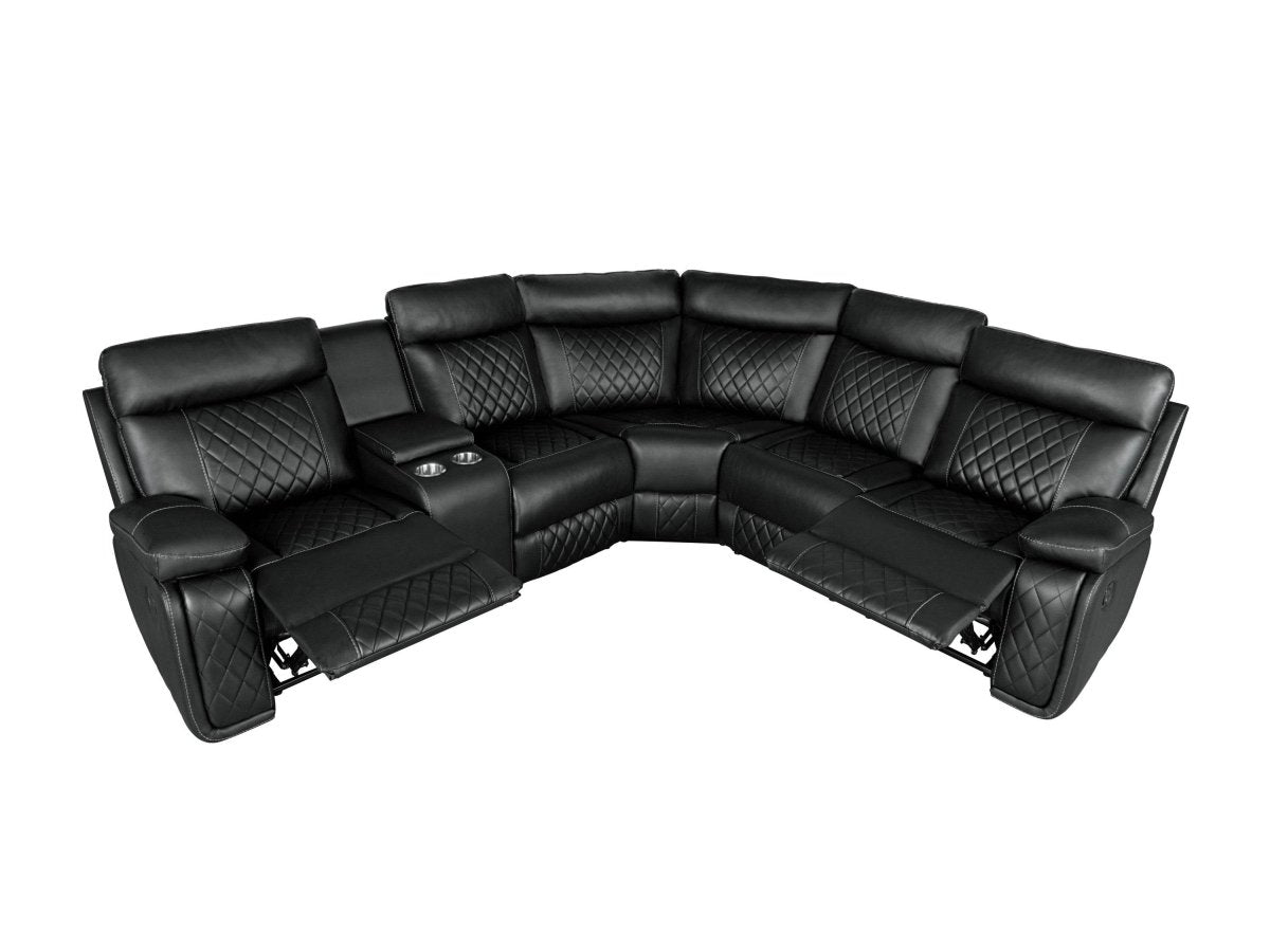 Manual Reclining PU Foam Padding Five - Seat Recliner Sofa - Serenova - Omega Lifestyles