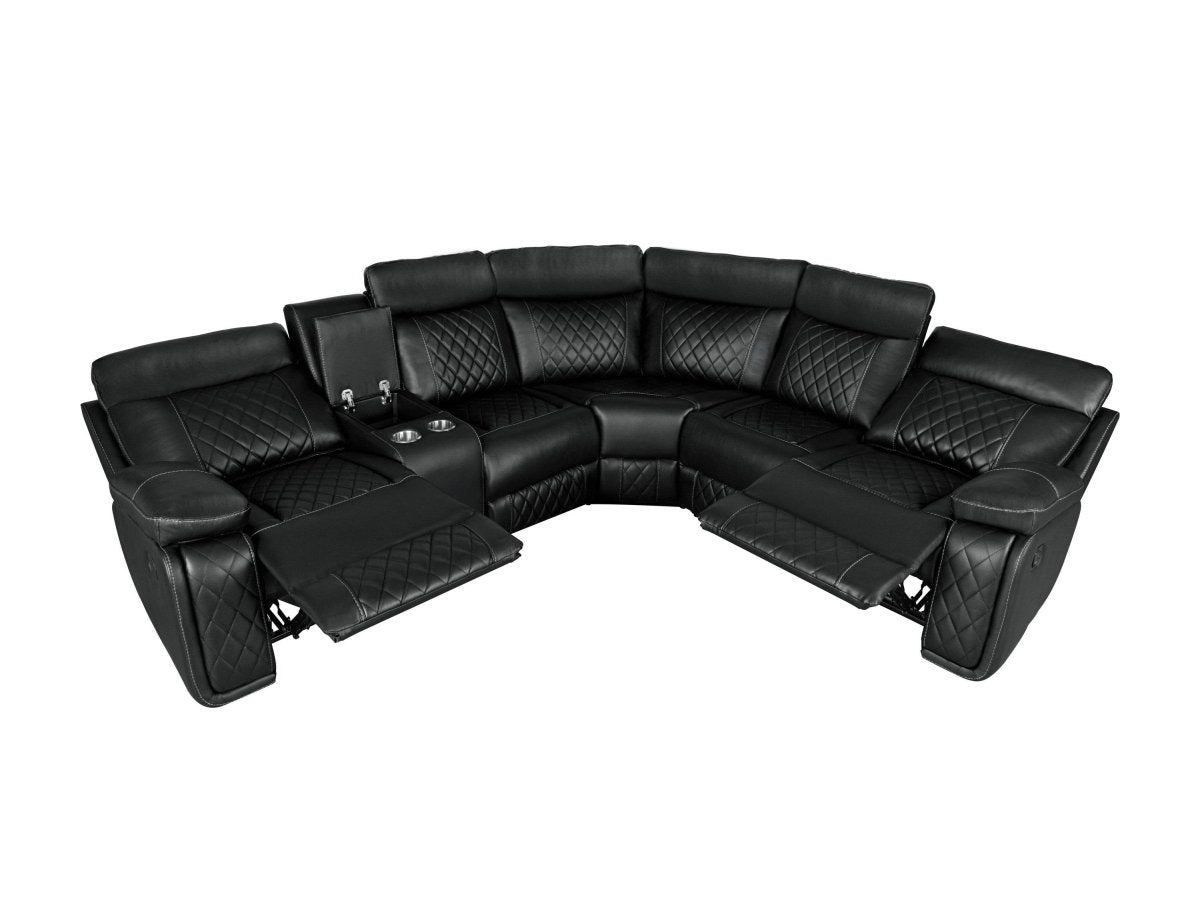 Manual Reclining PU Foam Padding Five - Seat Recliner Sofa - Serenova - Omega Lifestyles