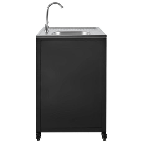 Matte Black Outdoor Movable Stainless Steel Kitchen Sink Station - Omega Lifestyles