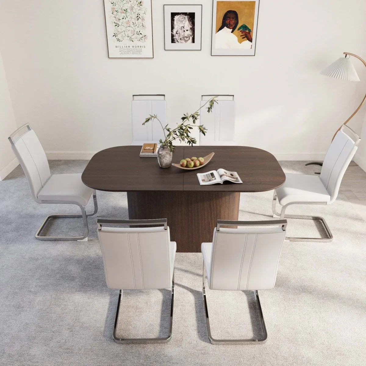 Medieval Modern 7-Piece Brown MDF Dining Table Set - Omega Lifestyles