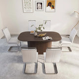 Medieval Modern 7-Piece Brown MDF Dining Table Set - Omega Lifestyles