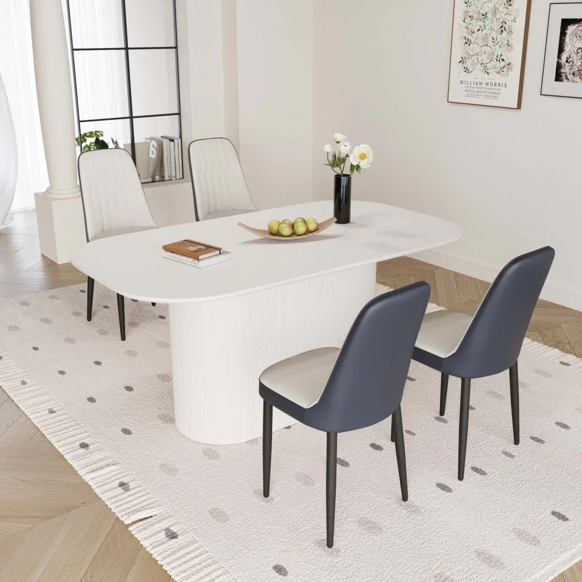 Medieval Modern MDF Dining Table And PU Chair Set - Omega Lifestyles