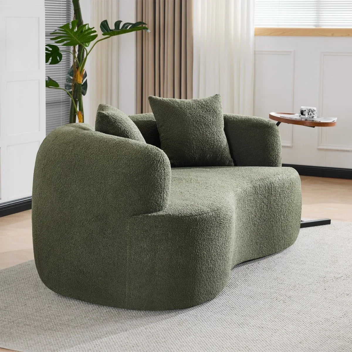 Medium-Firm 67-Inch Curved Foam Spring Loveseat Green - Omega Lifestyles